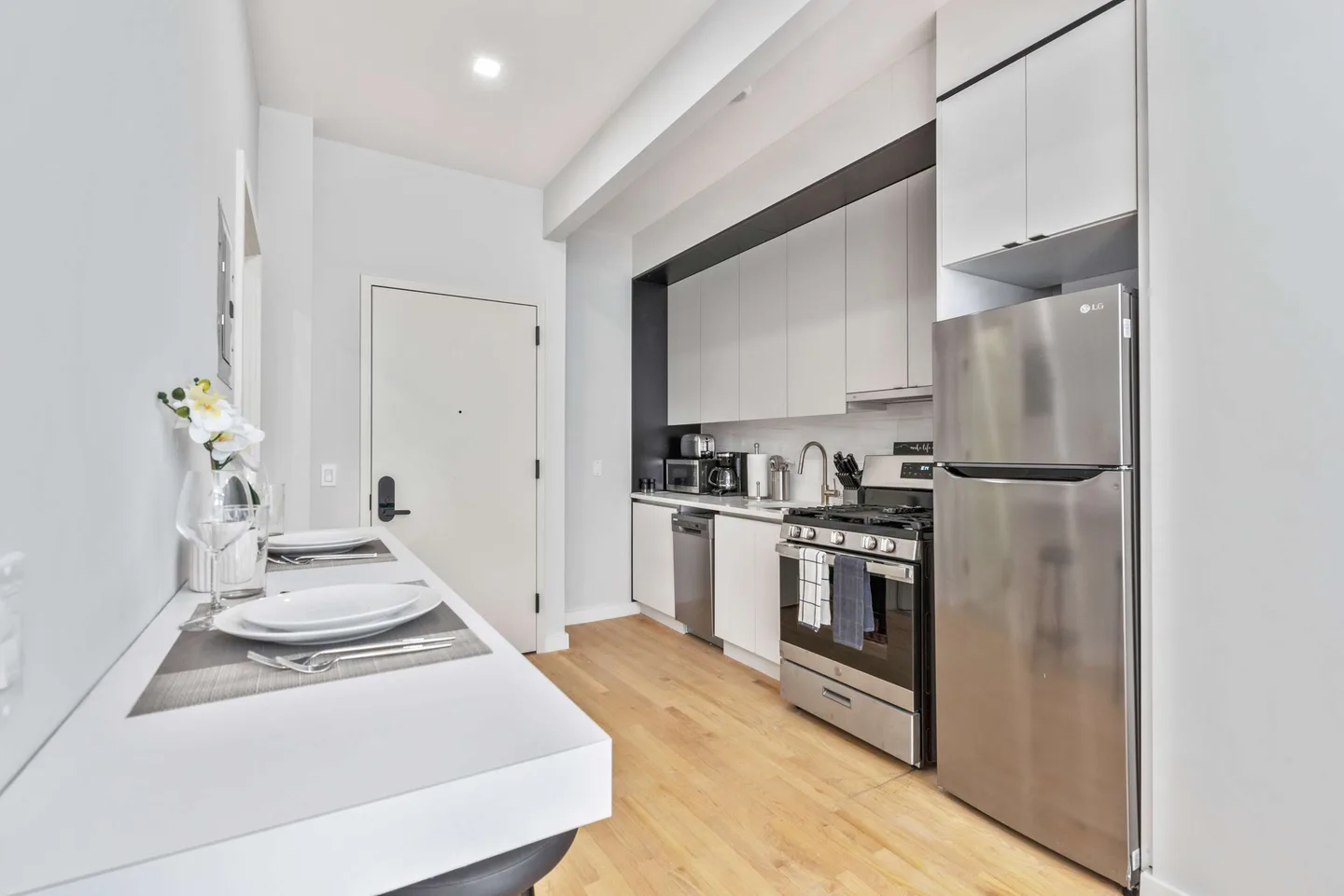 Kitchen — Spacious Studio with Charming Juliet Balcony — The Sixty Two NYC, Lenox Hill, Upper East Side